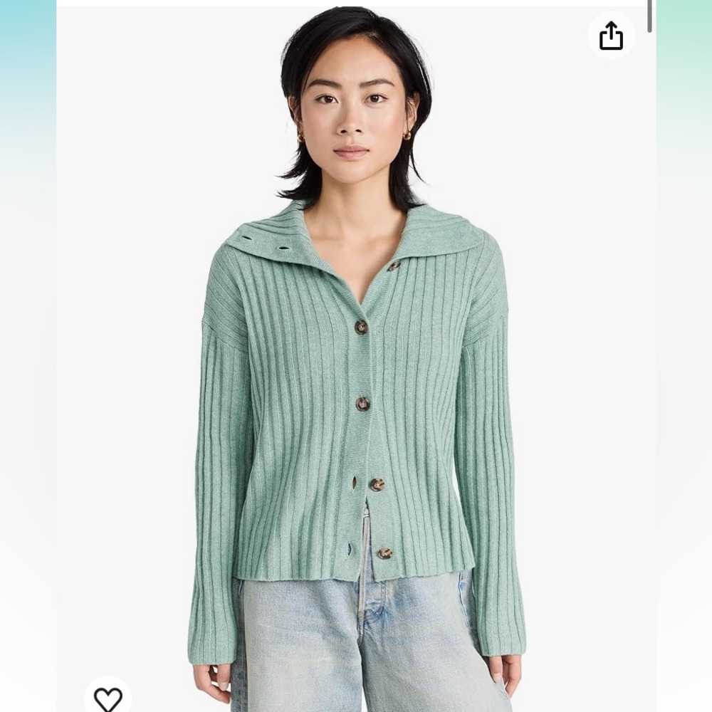 Madewell Oversized-Collar Cardigan Sweater, xs, color Carolina blue (green)